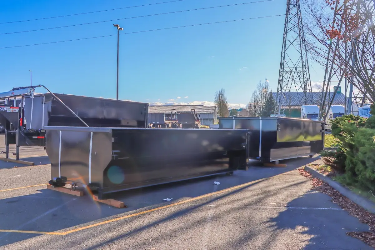 Roll-off dumpster ready for waste disposal at job site for Cleanout Dumpster Rental in Royal Palm Beach